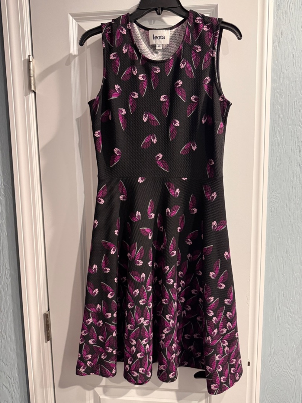 Leota Black Dress with Purple Floral Accents